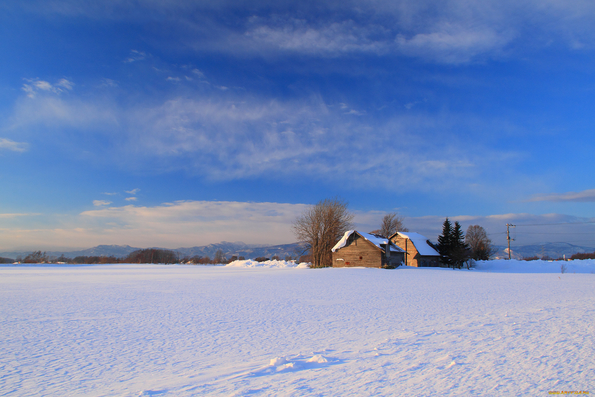 Домик в поле зимой